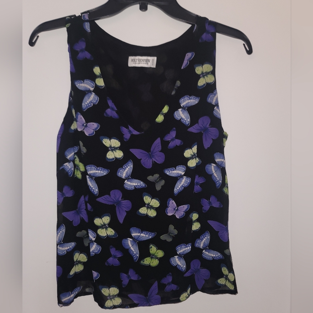 Vintage Holt Renfrew -Sz S-Butterfly Tank PTP 18